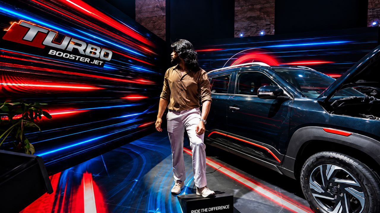 IoT-enabled automotive experience showcasing the Brezza Turbo Boosterjet engine